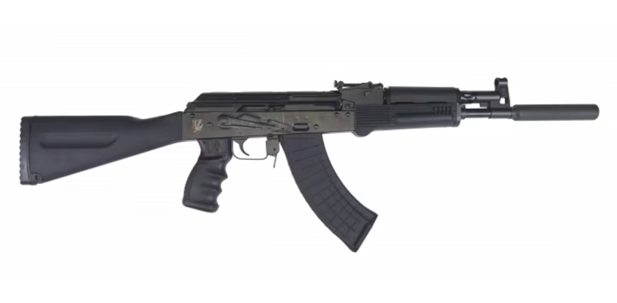 Pioneer Arms GROM Series 7.62x39mm AK-47 Style Rifle with Polymer Handguard & Buttstock, Faux Suppressor 30 Round Magazine